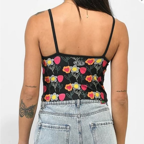 NWT Petals by Petals and Peacocks You Can't Sit With Us Black Crop Tank Top - Picture 2 of 6